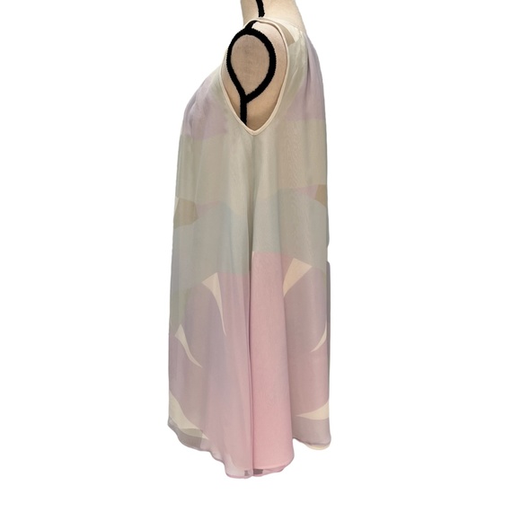 FENDI SLEEVELESS PASTEL MULTICOLOR WATERCOLOR SILK TRAPEZE SWING DRESS - Picture 12 of 16